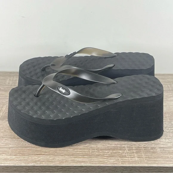 Y2K Body by Tracy Platform Flip Flops Wedge Thong Sandals - Size 9 - Picture 3 of 5